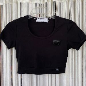 Monastery Couture Black Body-con Midriff